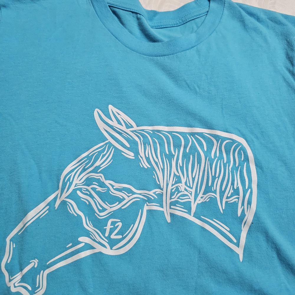 Blue Graphic T-Shirt with Horse Design